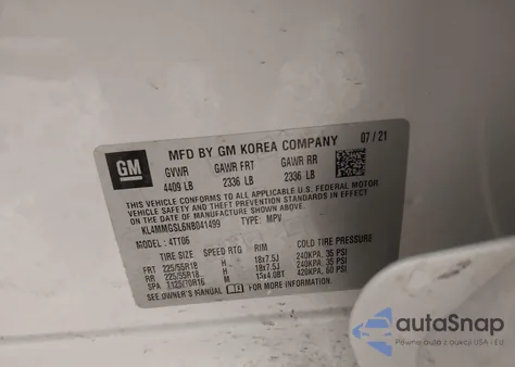 2022 Buick Encore Gx Awd Essence from USA, damaged, VIN KL4MMGSL6NB041499